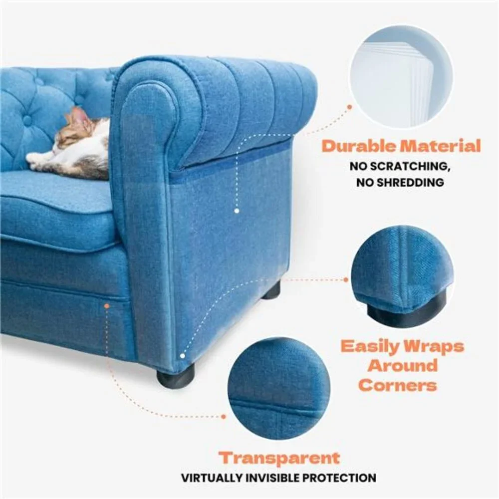 Cat Scratch Couch Protector - 8XL Sheets, Clear (Almost Invisible),Extra Durable